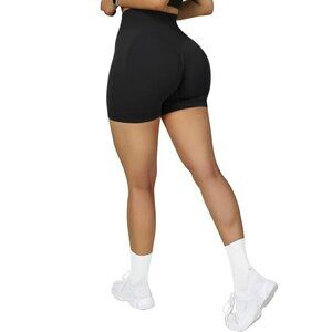 SUUKSESS Womens Medium Stretch Seamless Butt Lifting High Waisted Shorts Black
